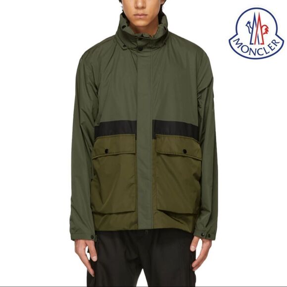 MONCLER **NWT** Carax Technical Hooded Windbreaker Jacket In Olive Green - Picture 12 of 15